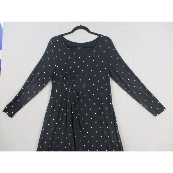 Old Navy Maternity Black Polka Dot Long Sleeve Midi Dress Size - L - Picture 2 of 9